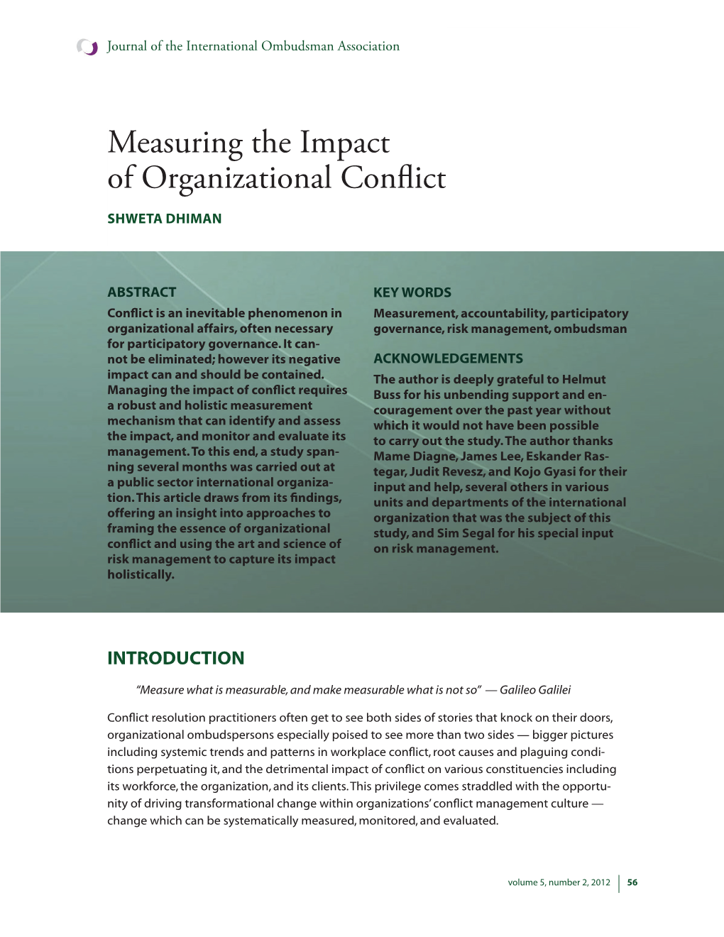 Measuring the Impact of Organizational Conflict