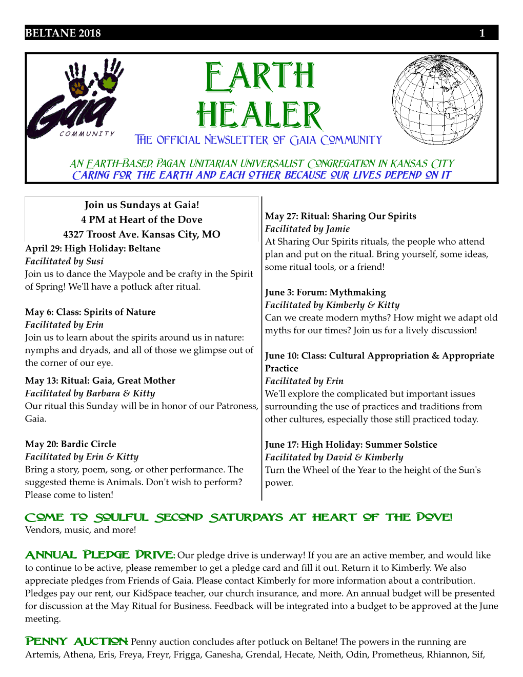 E Arth Healer the Official Newsletter of Gaia Community