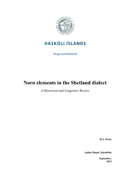 Norn Elements in the Shetland Dialect