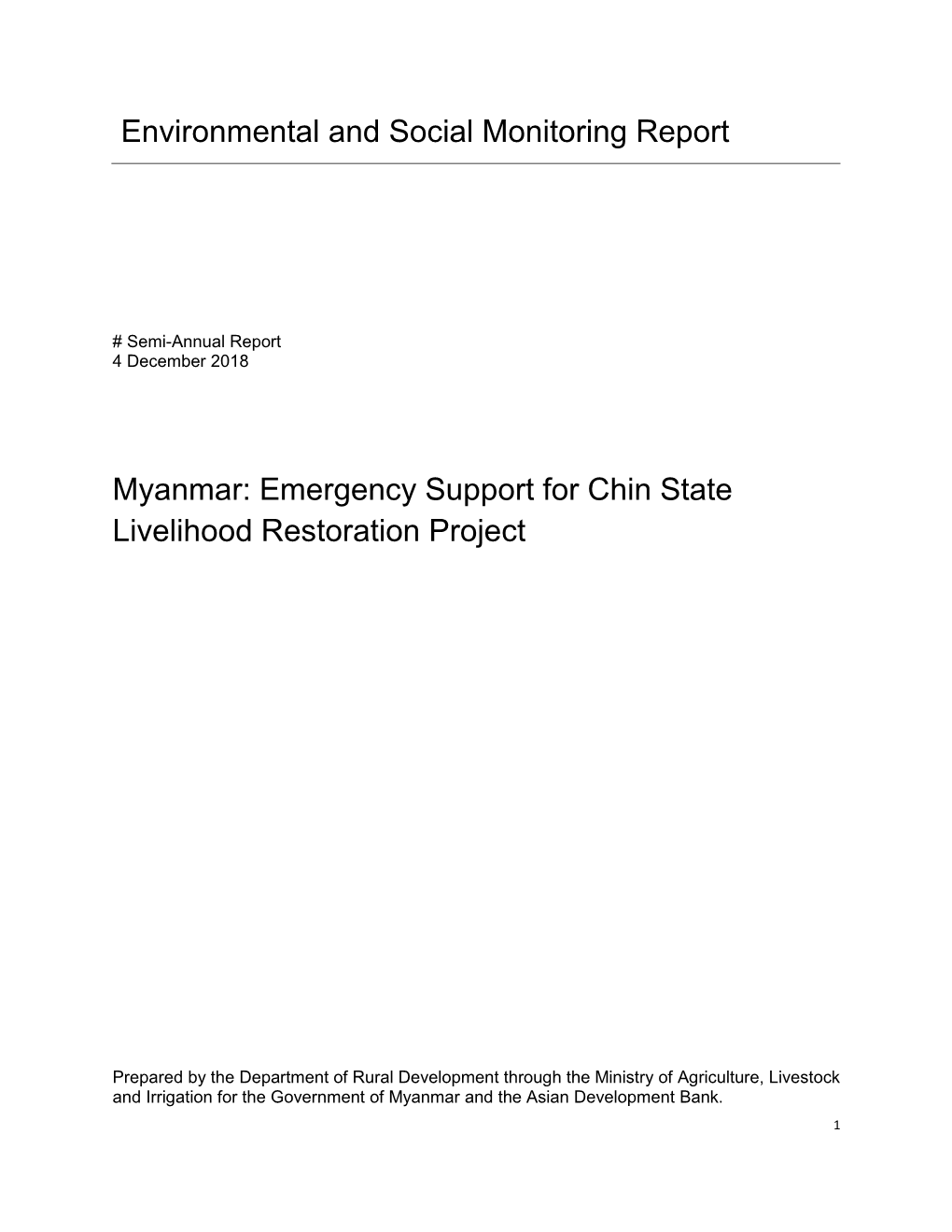 49334-001: Emergency Support for Chin State Livelihood Restoration