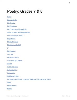Poetry: Grades 7 & 8