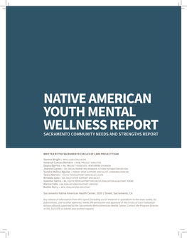 Native American Youth Mental Wellness Report Sacramento Community Needs and Strengths Report