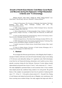 The Growth History of a Shallow Inshore Lophelia Pertusa Reef