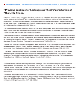 Previews Continue for Lookingglass Theatre's Production of "The Little Prince