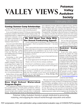 Valley Views Audubon Society Volume 29, Issue 5 February 2011