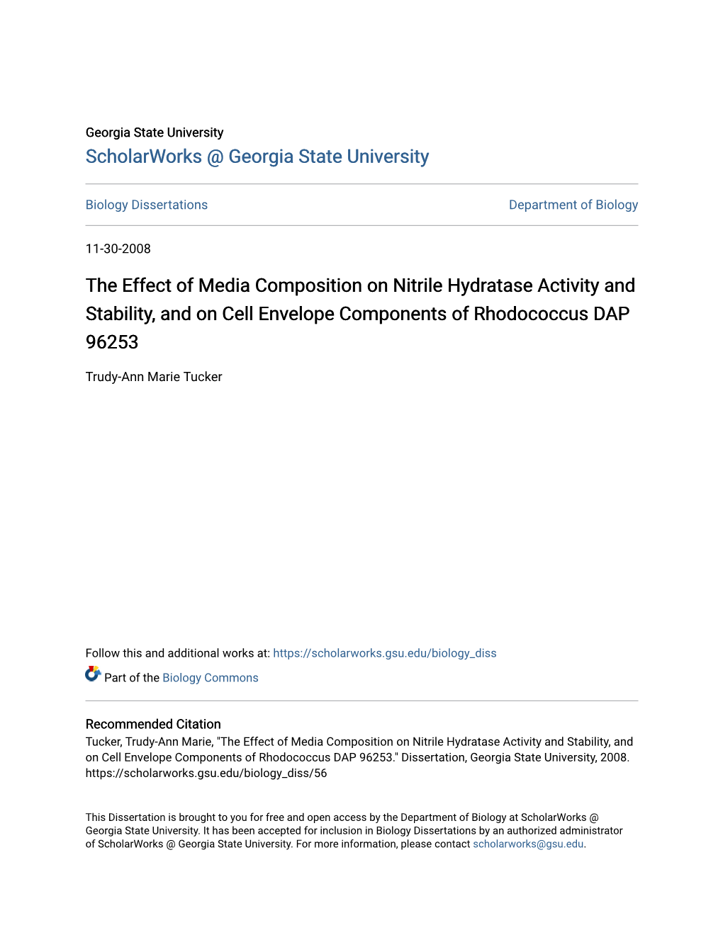 The Effect of Media Composition on Nitrile Hydratase Activity and Stability, and on Cell Envelope Components of Rhodococcus DAP 96253