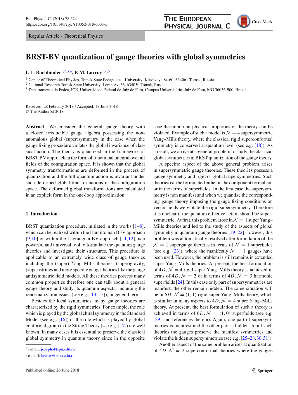 BRST-BV Quantization of Gauge Theories with Global Symmetries