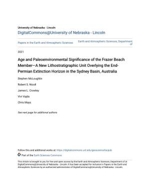 Age and Paleoenvironmental Significance of the Frazer Beach