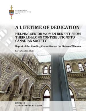 HELPING SENIOR WOMEN BENEFIT from THEIR LIFELONG CONTRIBUTIONS to CANADIAN SOCIETY Report of the Standing Committee on the Status of Women