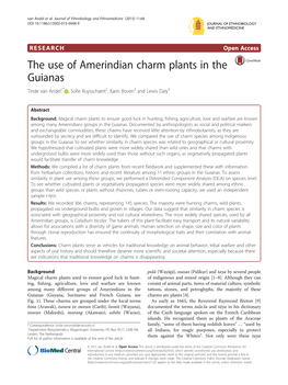 The Use of Amerindian Charm Plants in the Guianas Tinde Van Andel1* , Sofie Ruysschaert2, Karin Boven3 and Lewis Daly4