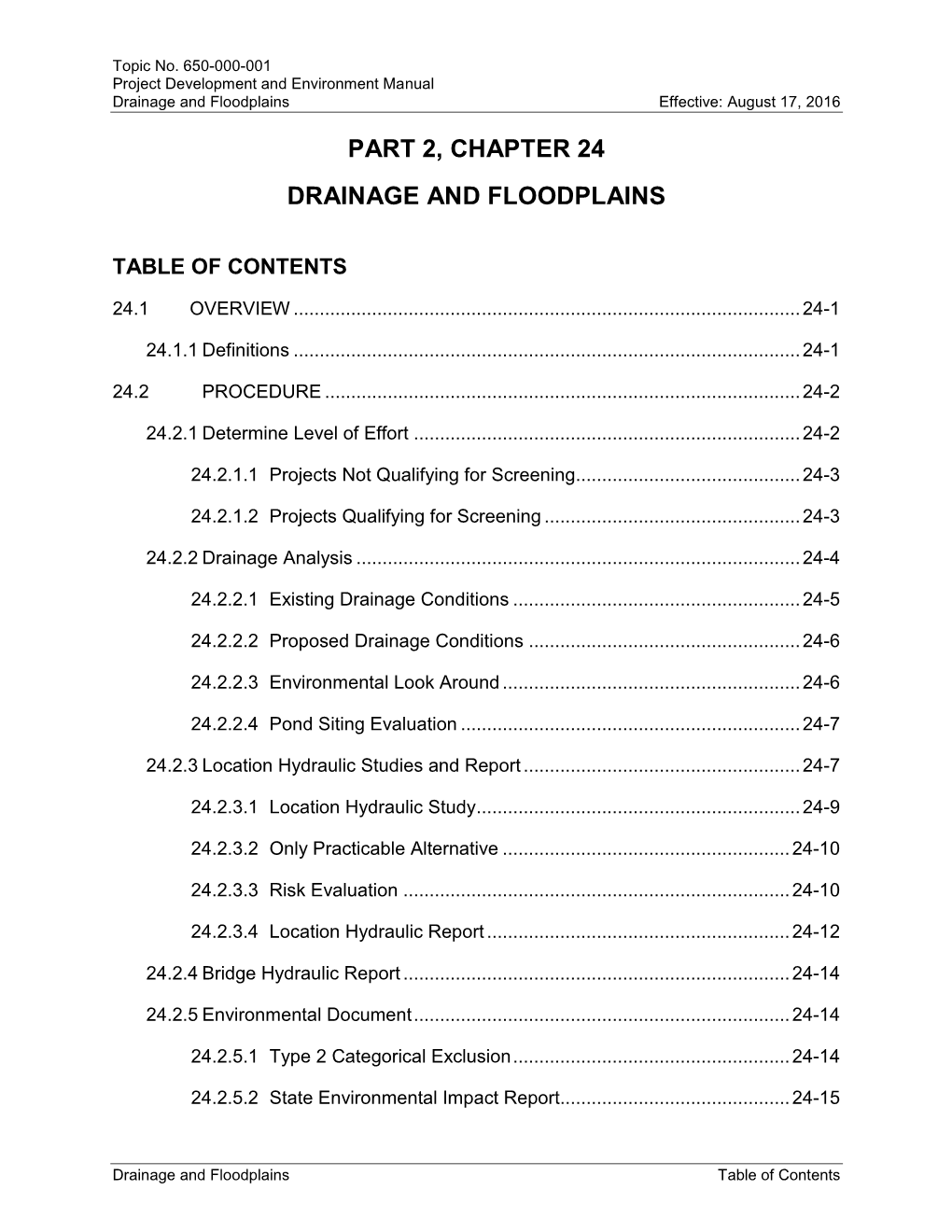 Part 2, Chapter 24 Drainage and Floodplains