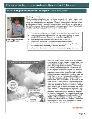The American Institute for Avalanche Research and Education Craftsmanship and Relevancy in Snowpack Obs by Colin Zacharias