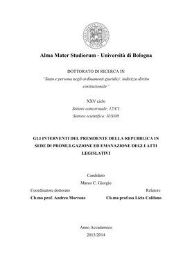 Alma Mater Studiorum - Università Di Bologna
