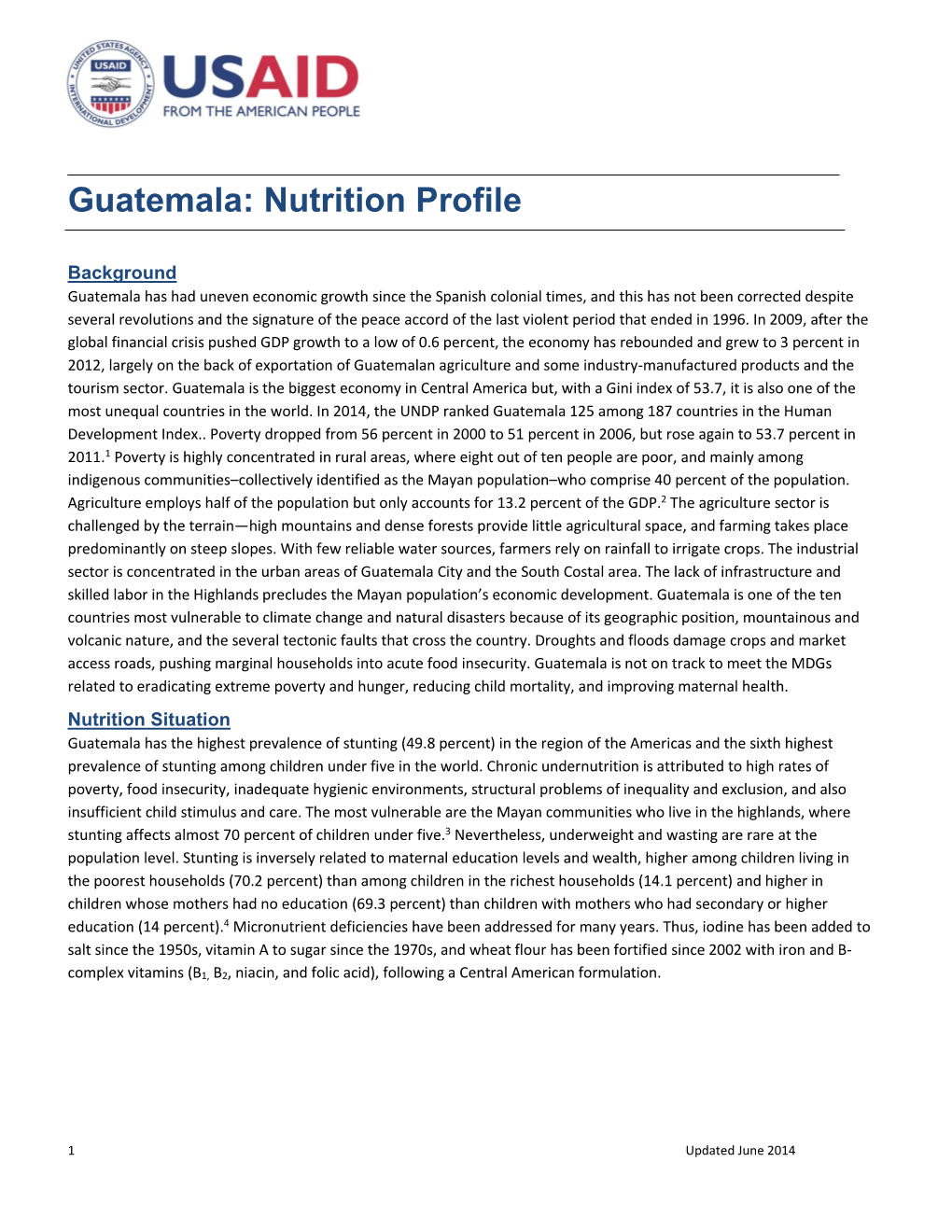 Guatemala: Nutrition Profile