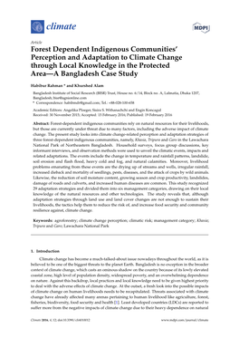 Forest Dependent Indigenous Communities' Perception and Adaptation to Climate Change Through Local Knowledge in the Protected