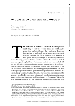 Occupy Economic Anthropology1, 2