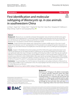 First Identification and Molecular Subtyping of Blastocystis Sp. in Zoo