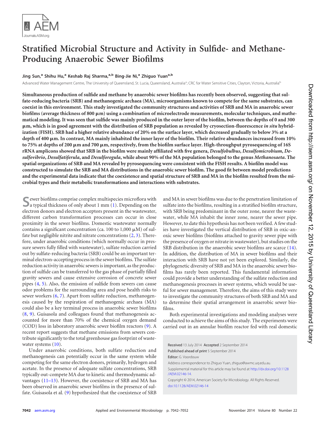 And Methane- Producing Anaerobic Sewer Biofilms