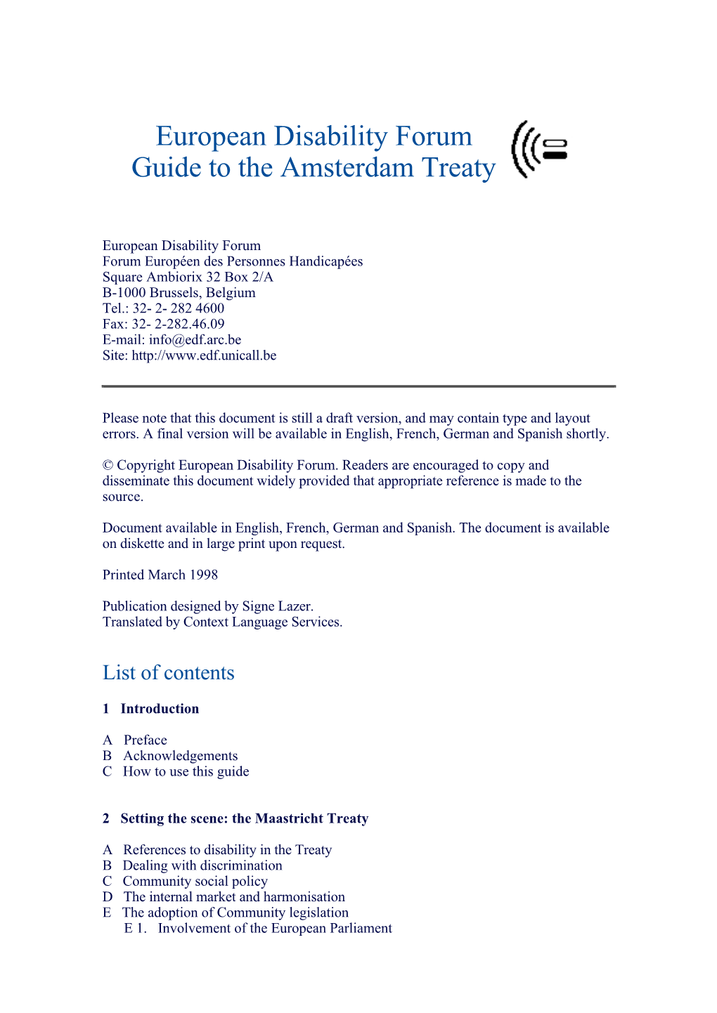 Guide to the Amsterdam Treaty