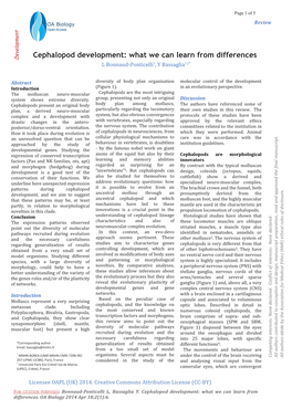 Cephalopod Development: What We Can Learn from Differences Development L Bonnaud-Ponticelli1, Y Bassaglia1,2*