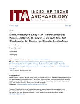 Marine Archaeological Survey at the Texas Park and Wildlife