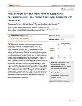 An Explanatory Evo-Devo Model for the Developmental Hourglass[Version 1; Peer Review: 1 Approved, 2 Approved with Reservations]