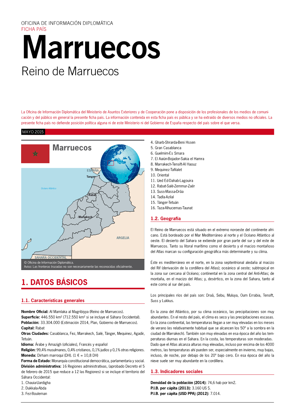 FICHA PAÍS Marruecos Reino De Marruecos