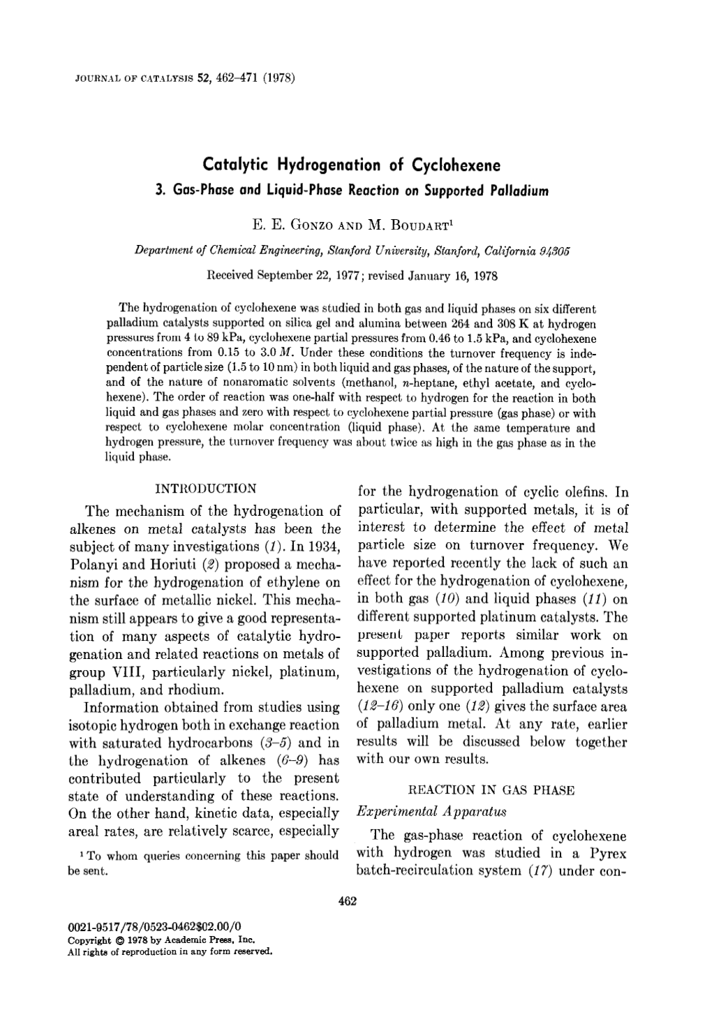 Catalytic Hydrogenation of Cyclohexene 3