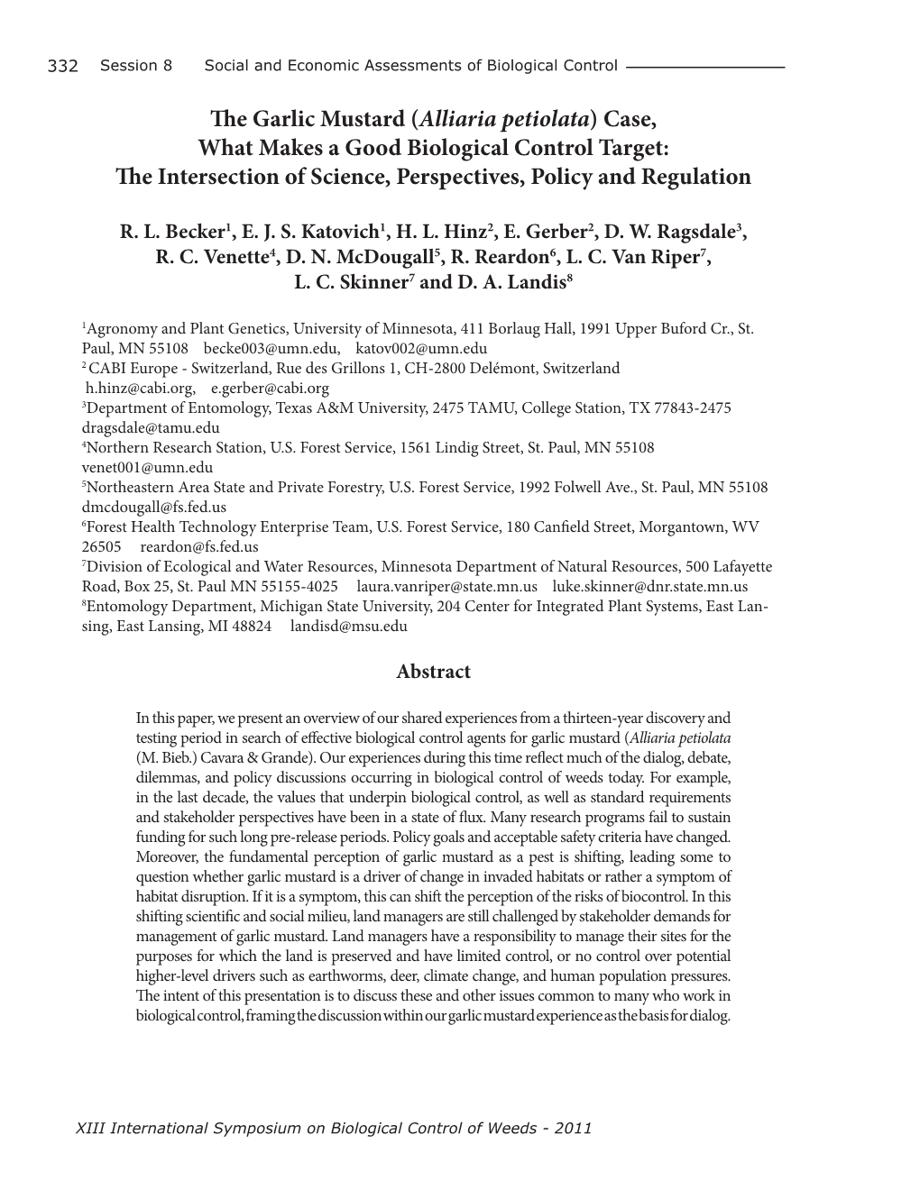 The Garlic Mustard (Alliaria Petiolata) Case, What Makes a Good Biological Control Target: the Intersection of Science, Perspectives, Policy and Regulation