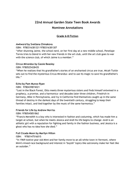 22Nd Annual GSTBA Annotated Lists