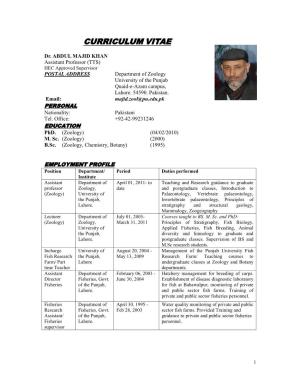 CV of Dr. Abdul Majid Khan