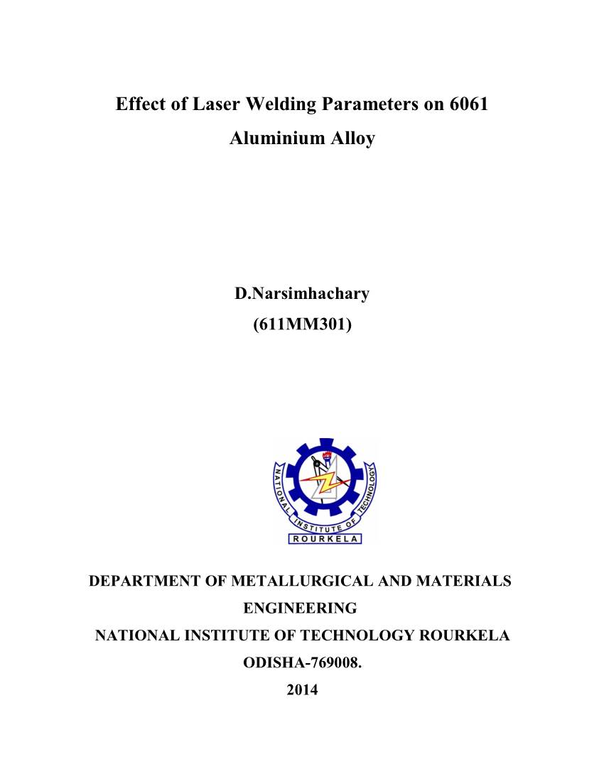 Effect of Laser Welding Parameters on 6061 Aluminium Alloy