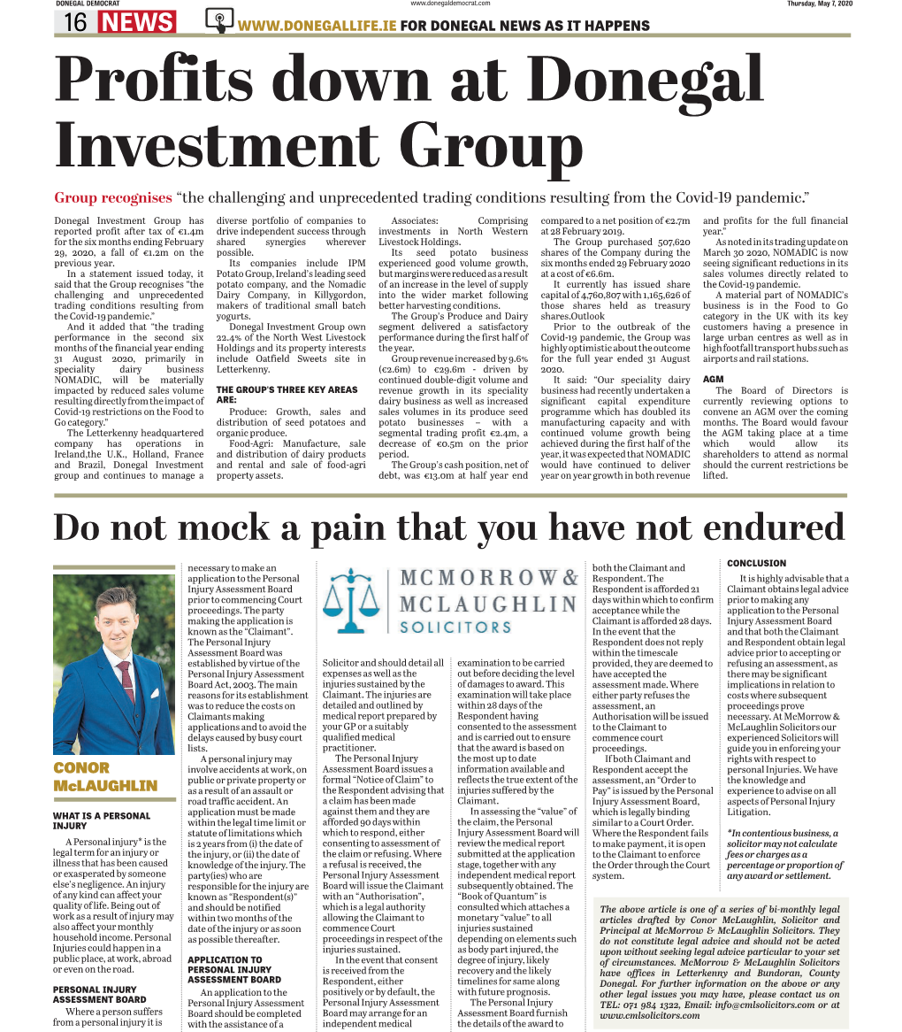 Profits Down at Donegal Investment Group
