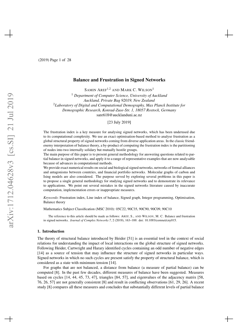 Arxiv:1712.04628V3 [Cs.SI] 21 Jul 2019 1