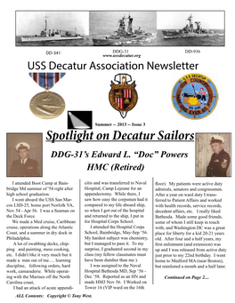 Spotlight on Decatur Sailors DDG-31’S Edward L