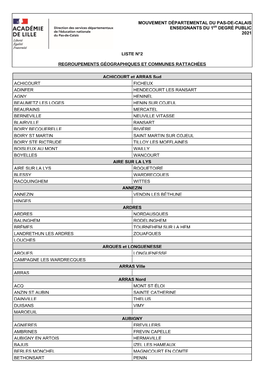 Mouvement Départemental Du Pas-De-Calais Enseignants Du 1Er Degré Public 2021