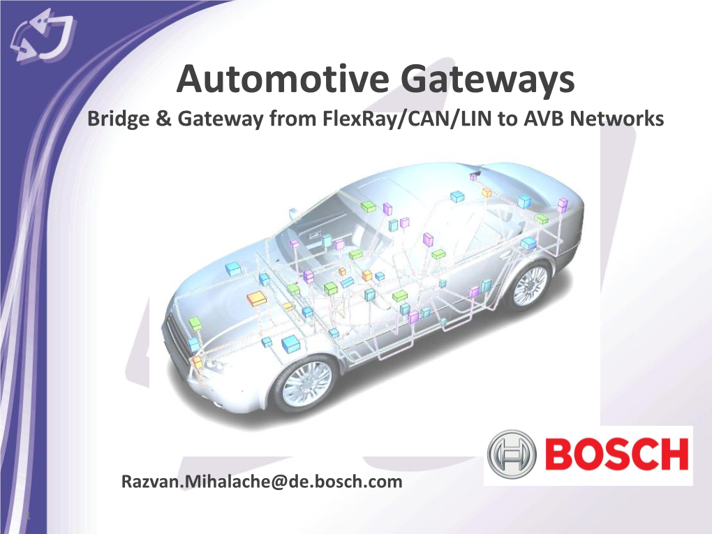 Automotive Gateways Bridge & Gateway from Flexray/CAN/LIN to AVB Networks