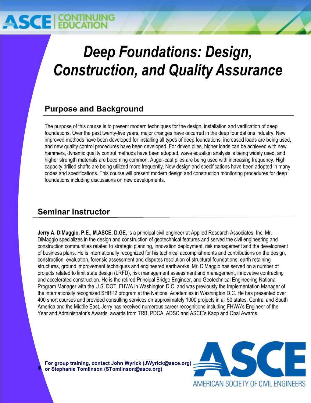 Deep Foundations: Design, Construction, and Quality Assurance