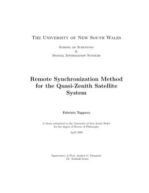 Remote Synchronization Method for the Quasi-Zenith Satellite System