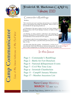 Camp Communicator Feb 2020