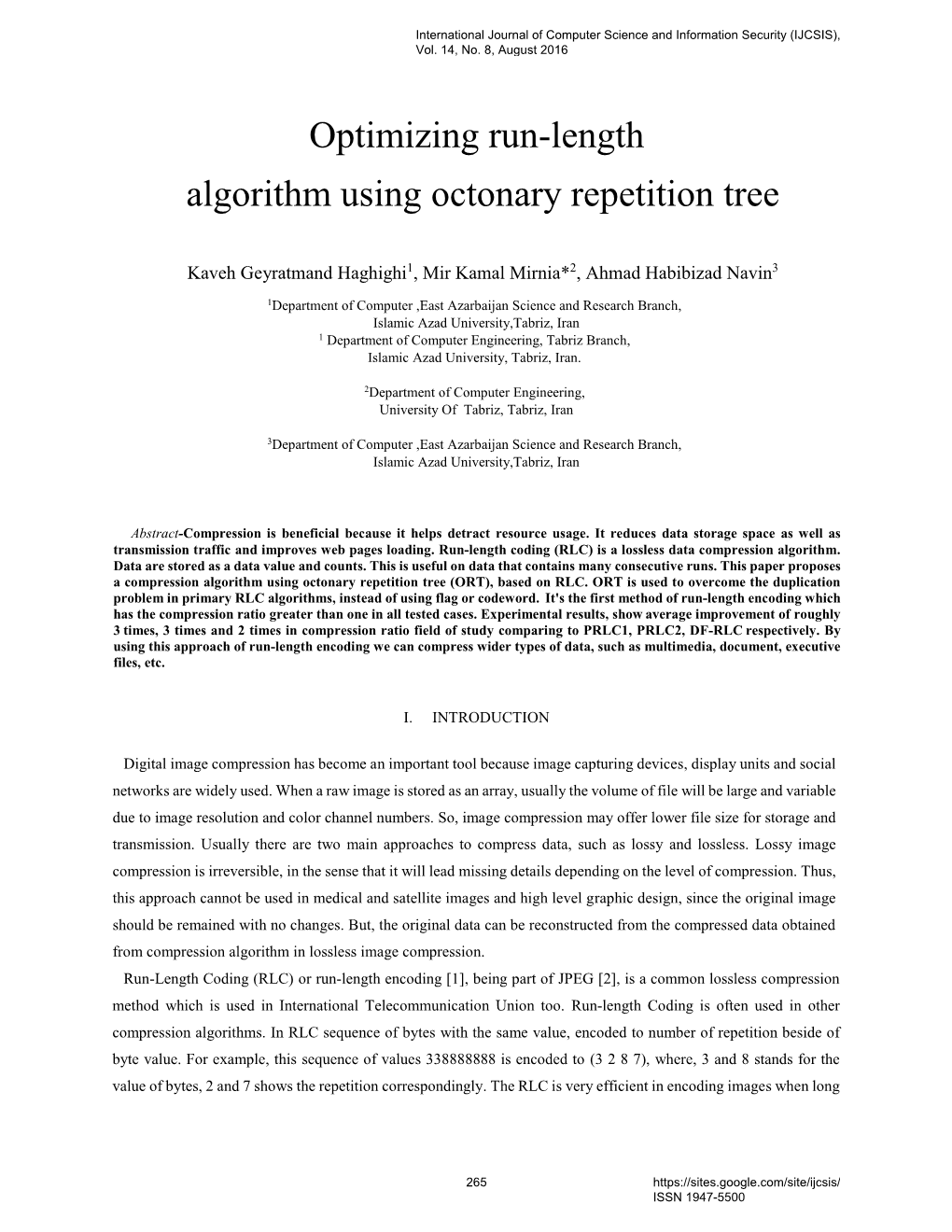 Optimizing Run-Length Algorithm Using Octonary Repetition Tree