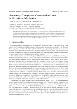 Symmetry Groups and Conservation Laws in Structural Mechanics