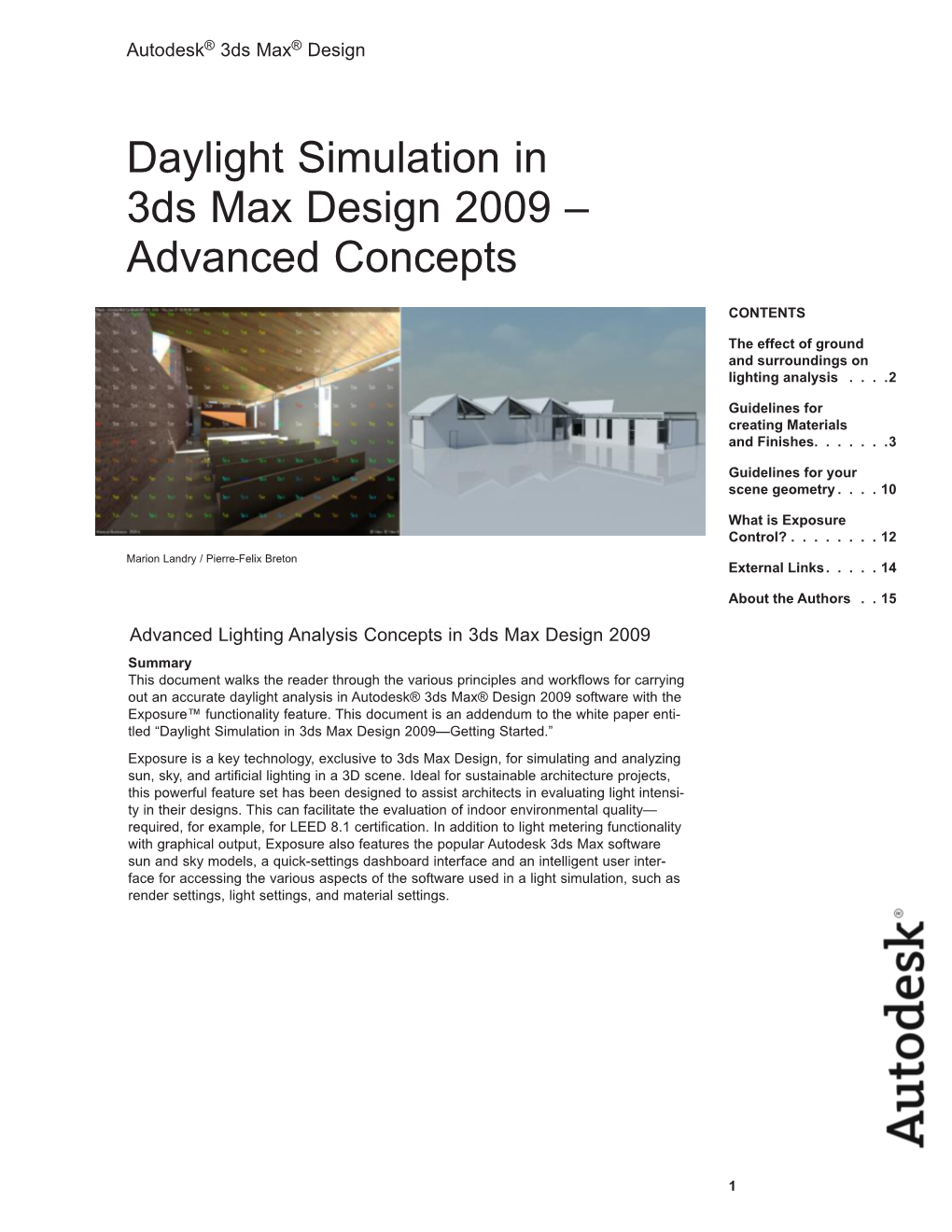 Daylight Simulation in 3Ds Max Design 2009 – Advanced Concepts