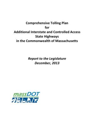 Comprehensive Tolling Plan for Additional Interstate and Controlled Access State Highways in the Commonwealth of Massachusetts