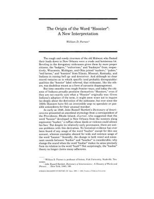 The Origin of the Word “Hoosier”: a New Interpretation