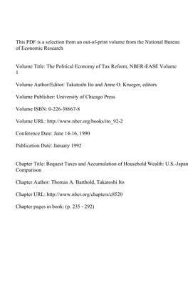 Bequest Taxes and Accumulation of Household Wealth: U.S.-Japan Comparison