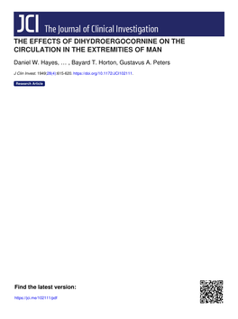 The Effects of Dihydroergocornine on the Circulation in the Extremities of Man