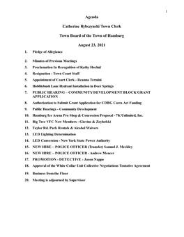 Town Board Meeting Agenda(AMENDED)