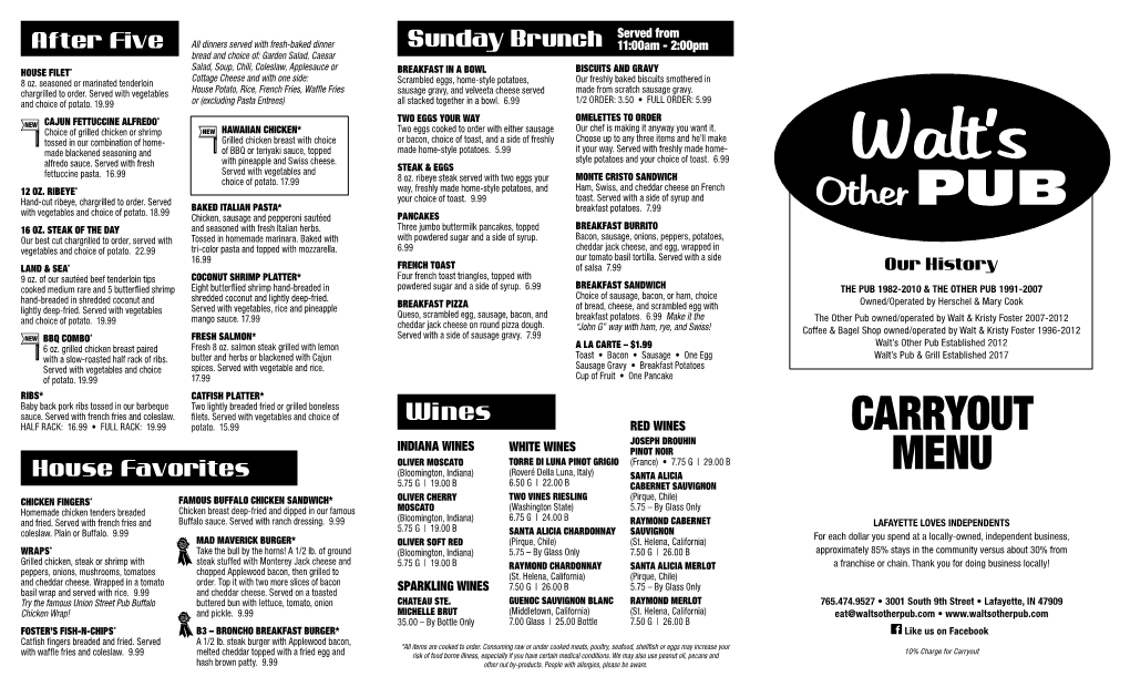 Carryout Menu