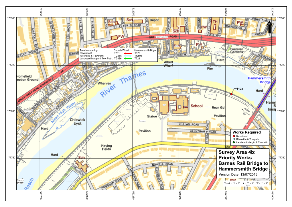 Survey Area 4B: Priority Works Barnes Rail Bridge to Hammersmith Bridge